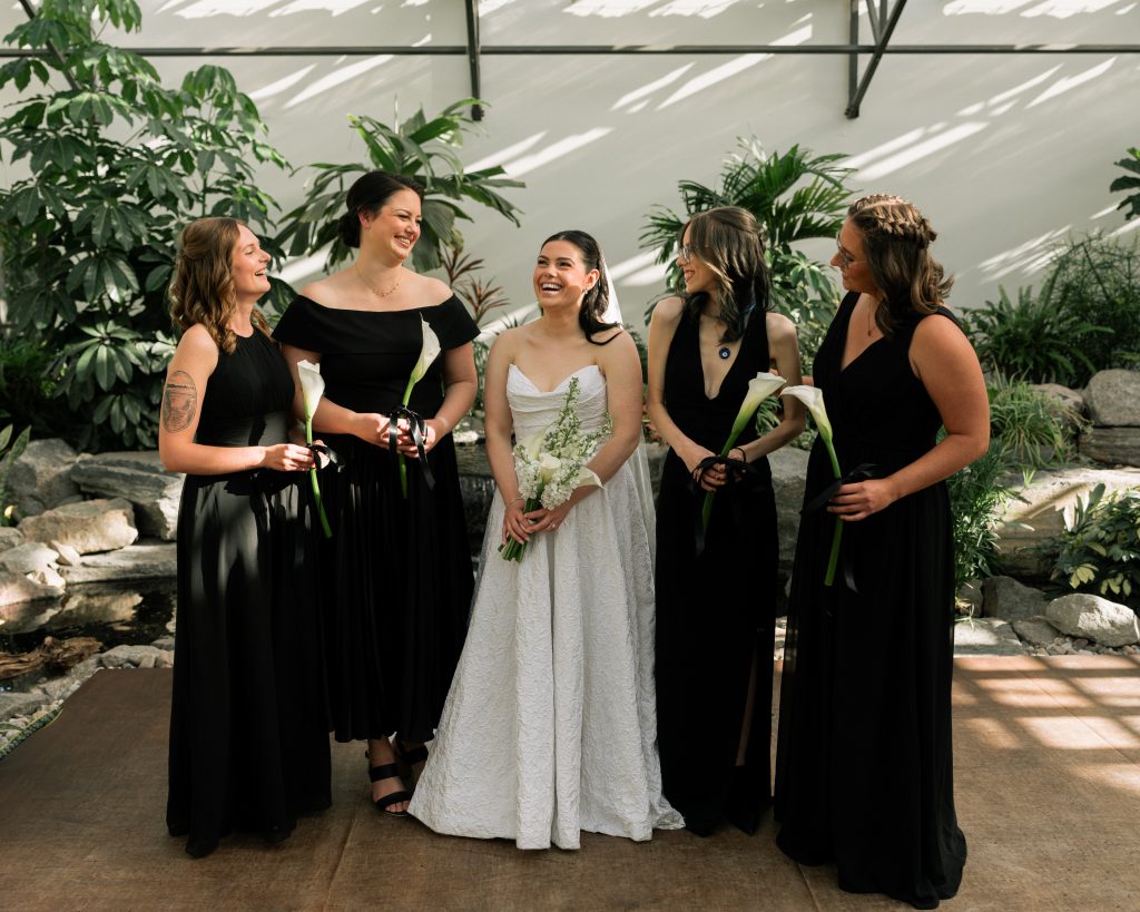 Bridesmaids laughing together