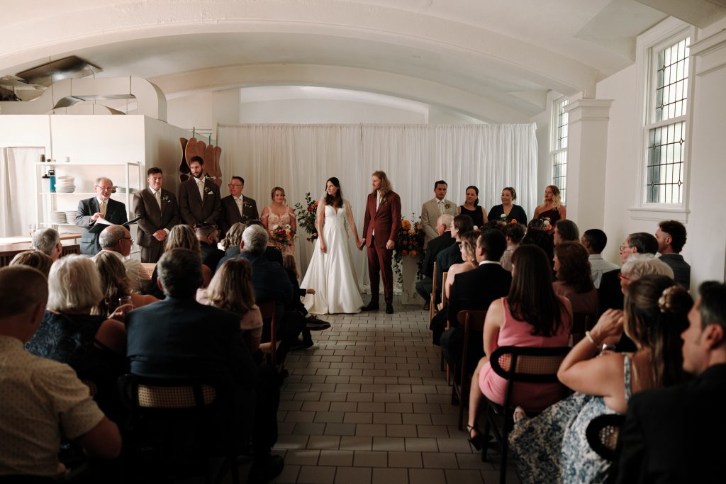 Ceremony with bridal party and guests ready to start