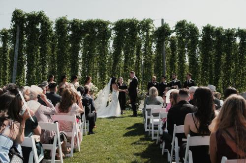 Elegant outdoor wedding in Pembroke at Stone Hedges Hopps Farm